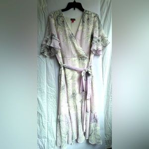 spring Vince Camuto dress, lilac purple with beautiful flowers and ruffles
